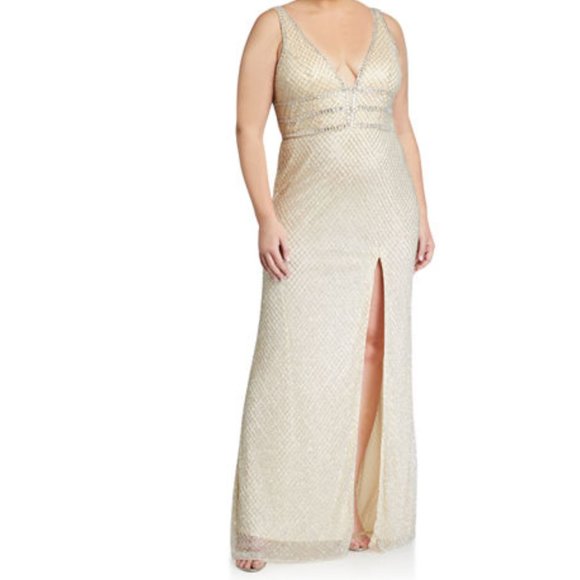 Mac Duggal Dresses & Skirts - Mac Duggal Plus Cocktail Gown Lattice Sequin 18W